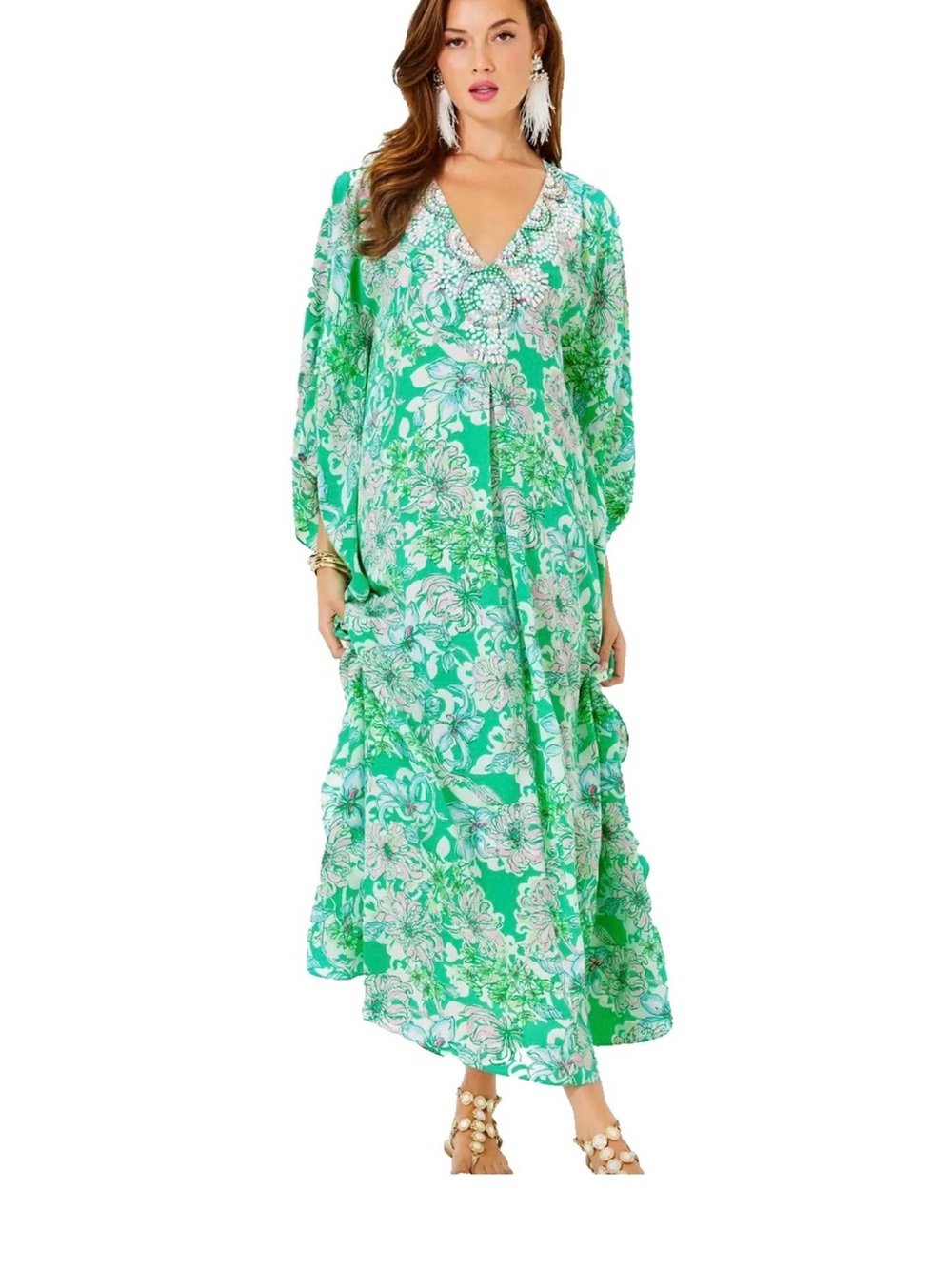Lilly Pulitzer Mindy beaded silk caftan